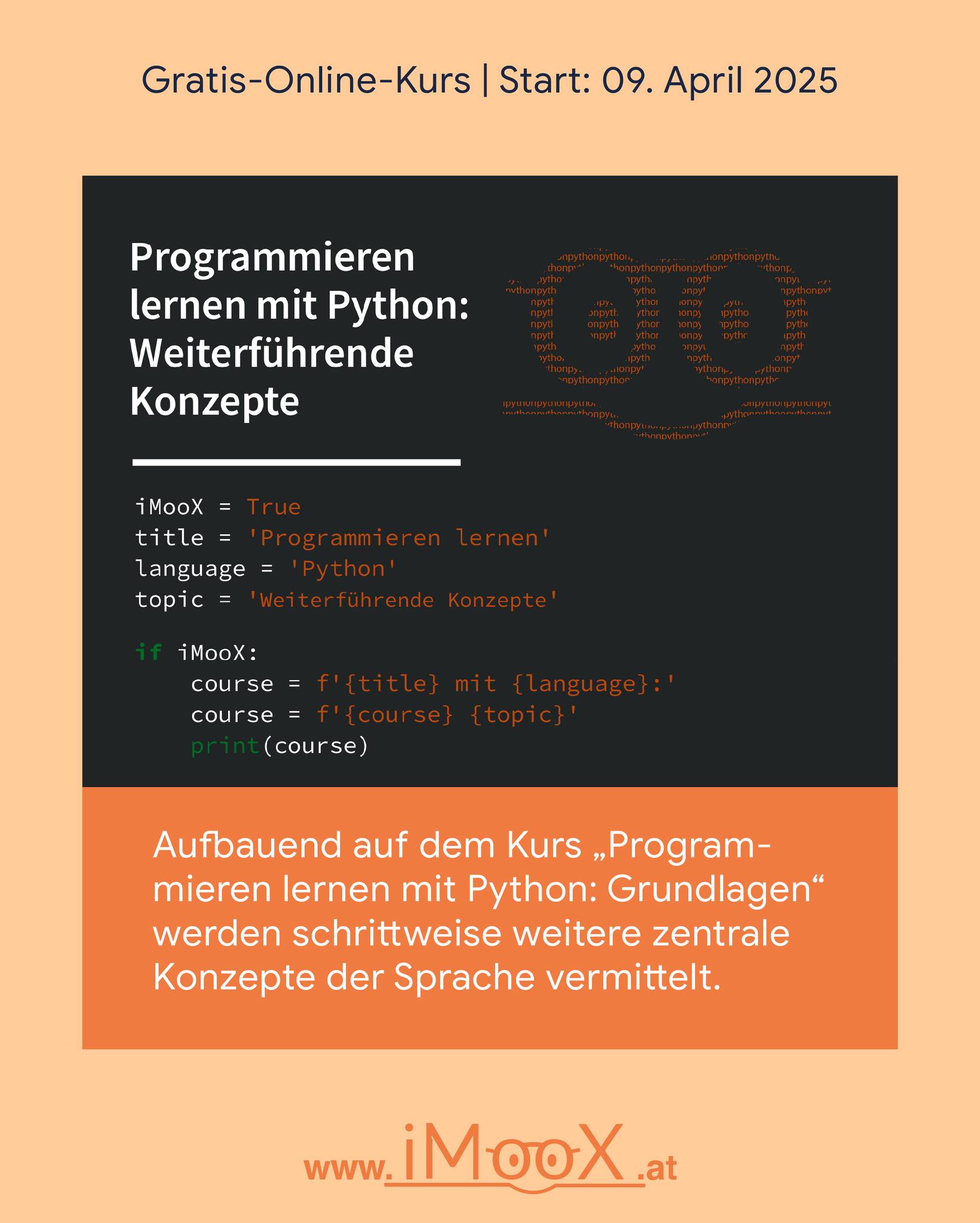 🚀 Level up your Python Skills! 🐍✨

Vertiefe dein Wissen aus dem Kurs „Programmieren lernen mit ...