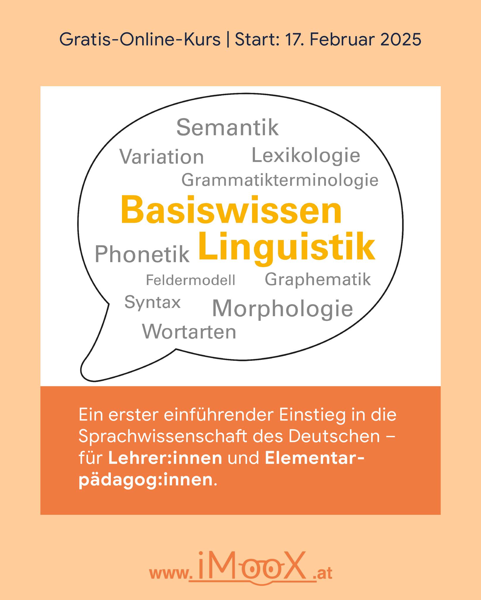 📚 Neuer MOOC: Basiswissen Linguistik für Lehrer:innen und Elementarpädagog:innen
📅 Start: 17.02....