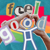 ein Strichmännchen und die Wörter feel good
