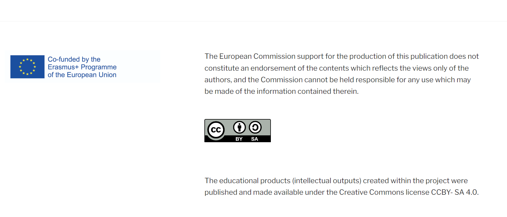 The educational products (intellectual outputs) created within the project were published and made available under CCBYSA